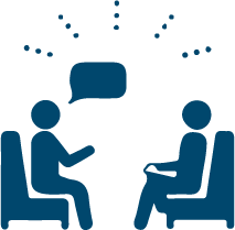 Icon of two people sitting and talking